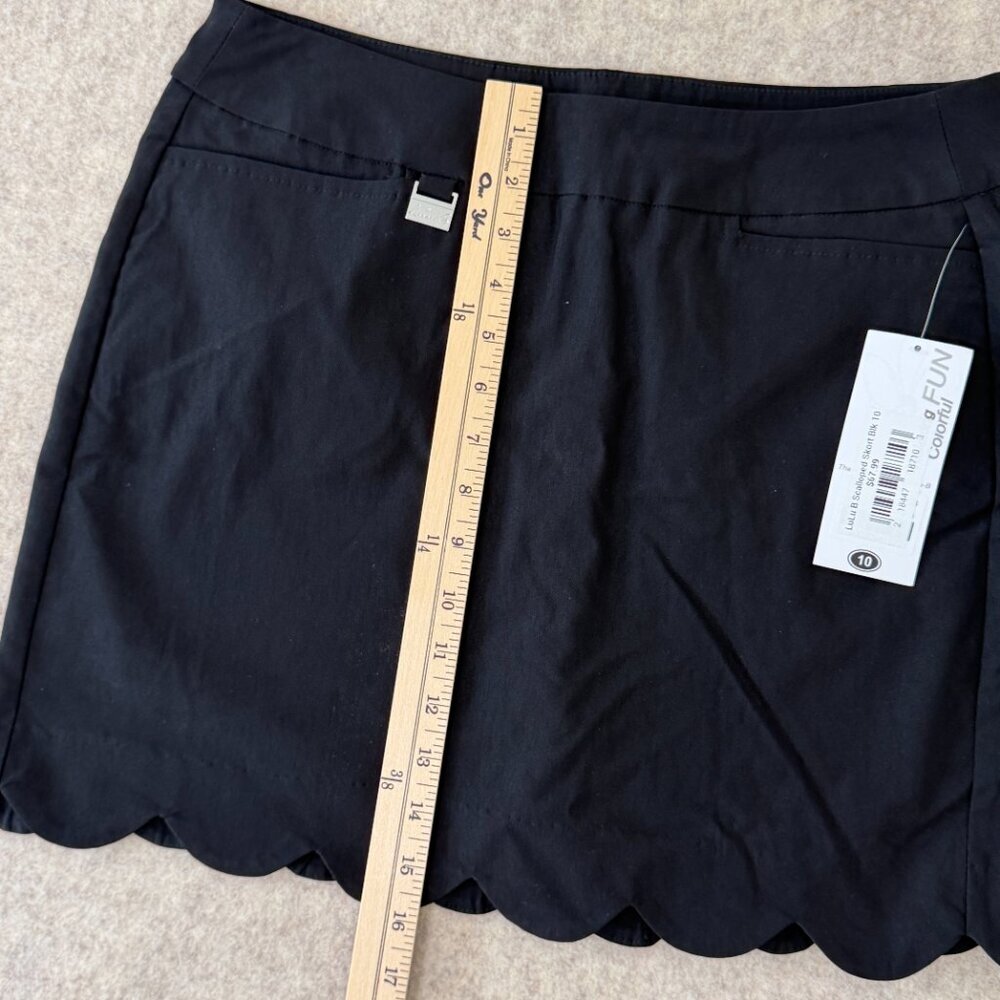 Lulu B Black Scalloped Skort Size 10 Pull On Golf Tennis Skirt NWT - Picture 6 of 11